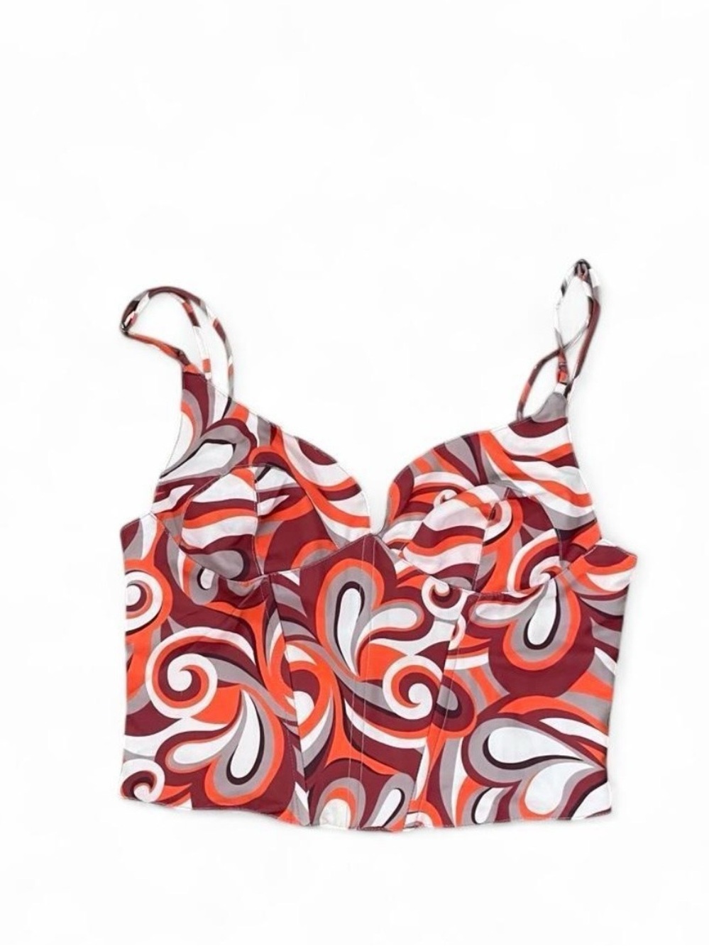 Forever 21 Red, White & Maroon Swirl Crop Cami